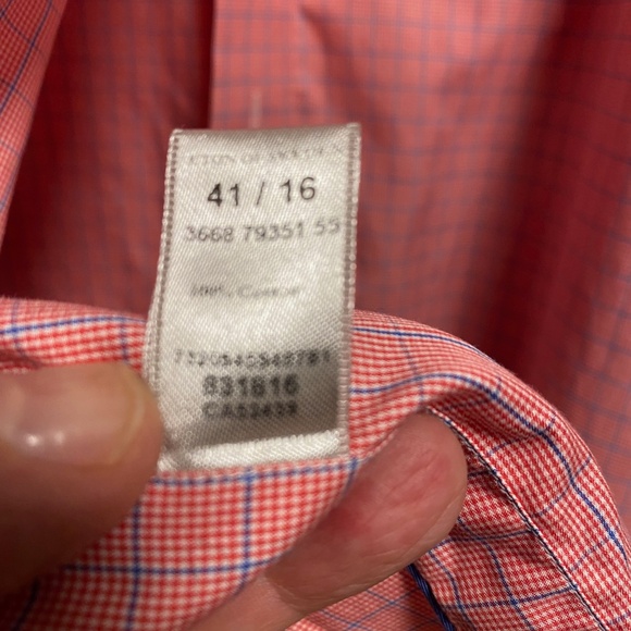 ETON men's dress shirt in pink/navy tattersall check, size 41/16 - Picture 5 of 6